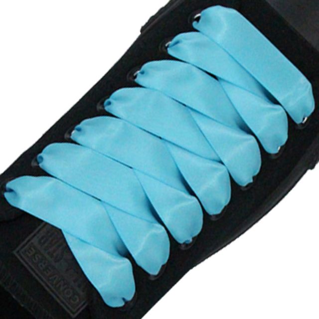 Satin Ribbon Shoelaces Flat Misty Turquoise - 100cm Length - 2cm Width