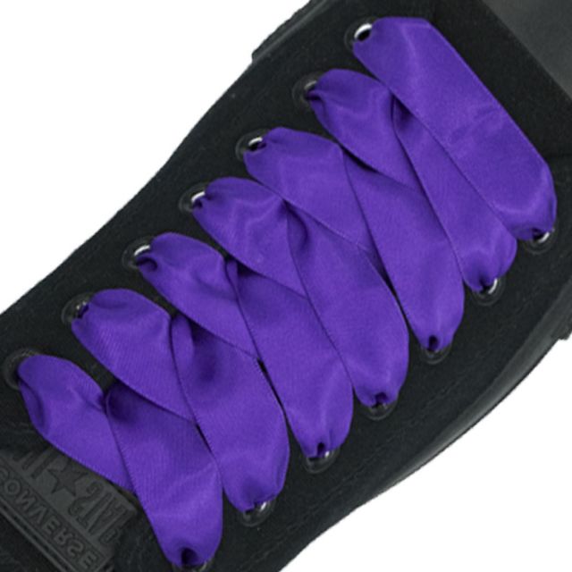 Satin Ribbon Shoelaces Flat Purple - 100cm Length - 2cm Width