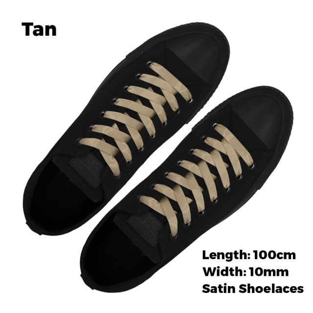 Satin Ribbon Shoelaces Flat Tan - 100cm Length - 1cm Width
