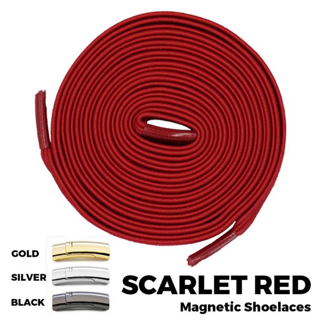 Scarlet Red Magnetic Shoelace Lock Flat Elastic No Tie Laces