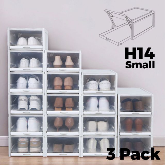 Shoe Storage Boxes Stackable Drawers 3pcs - H14
