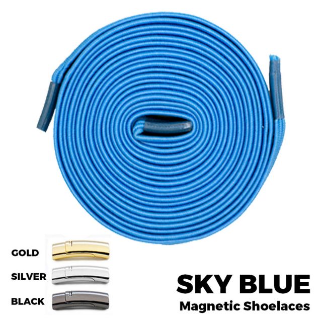 Sky Blue Magnetic Shoelace Lock Flat Elastic No Tie Laces