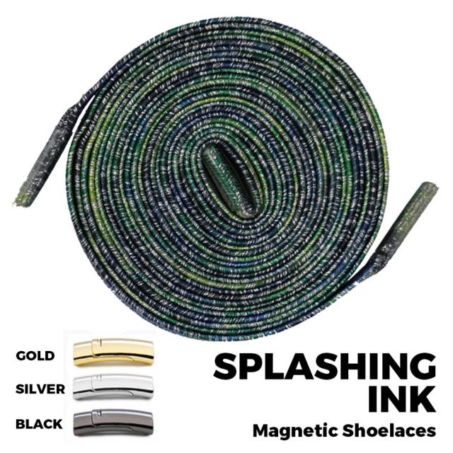 Splashing Ink Magnetic Shoelace Lock Flat Elastic No-Tie Laces