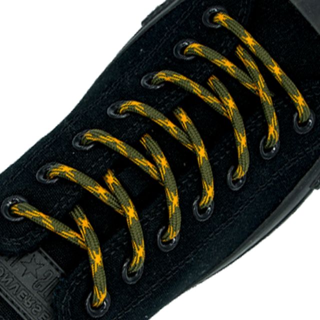 Two Tone Bootlace Shoelace Army Green Orange 100cm