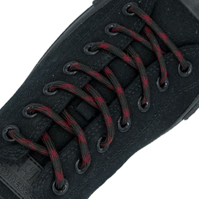 Two Tone Bootlace Shoelace Black Red 100cm