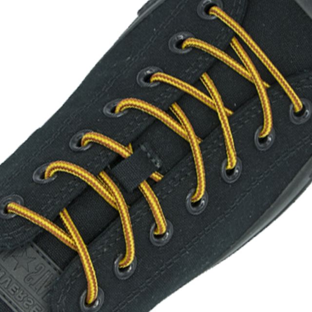 Two Tone Bootlace Shoelace Brown Yellow 100cm - Ø4mm