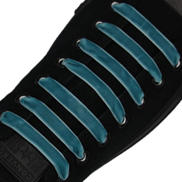 Velvet Ribbon Shoelaces - Turquoise L: 80cm W: 1cm oFashion