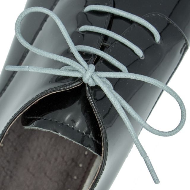 Waxed Cotton Dress Shoelaces - Grey 60cm Length 2mm Round