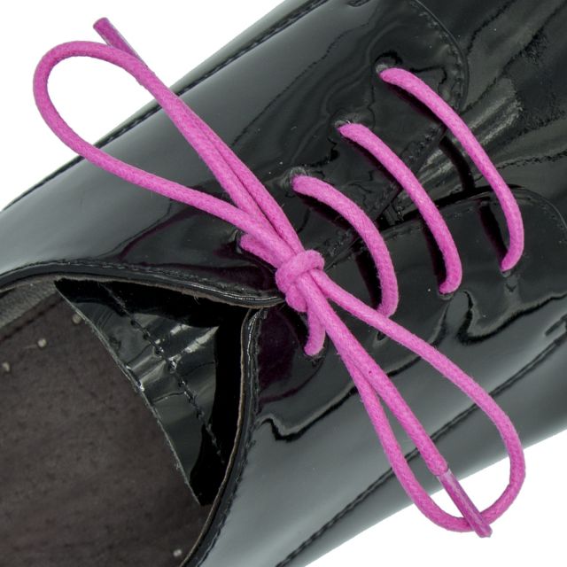 Waxed Cotton Dress Shoelaces - Pink 60cm Length 2.5mm Round