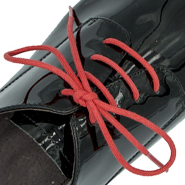 Waxed Cotton Dress Shoelaces - Red 60cm Round