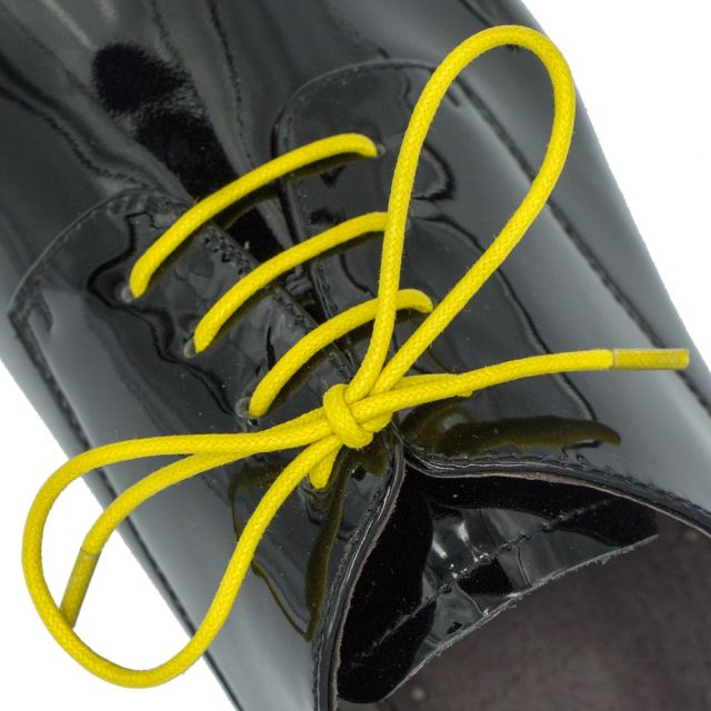 Waxed Cotton Dress Shoelaces - Yellow 60cm Length 2.5mm Round