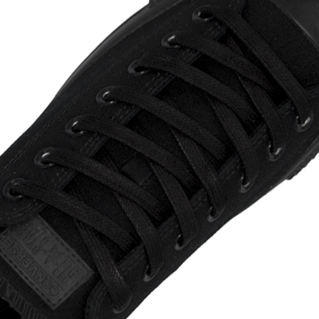 Waxed Cotton Boot / Sneaker Laces - Black 120cm Flat