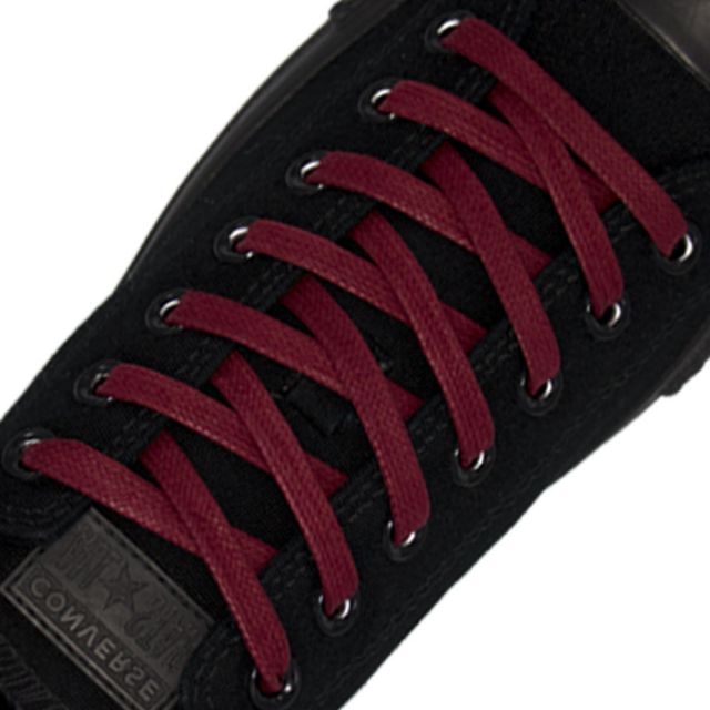 Waxed Cotton Boot / Sneaker Laces - Dark Red 120cm Flat