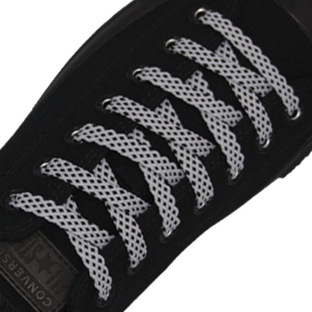 Spotted Shoelace - White with Black Spots Flat Length 120 cm Width 1cm