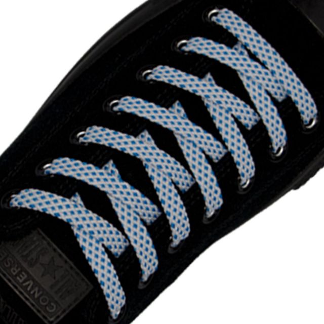 Spotted Shoelace - White with Blue Spots Flat Length 120 cm Width 1cm