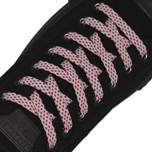 Spotted Shoelace - White with Red Spots Flat Length 120 cm Width 1cm