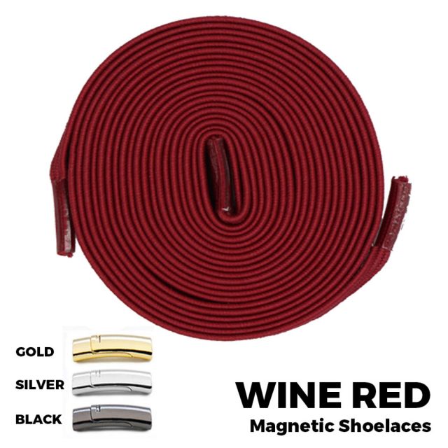 Wine Red Magnetic Shoelace Lock Flat Elastic No Tie Laces