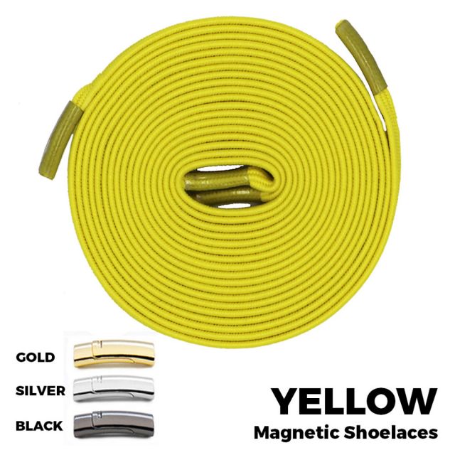 Yellow Magnetic Shoelace Lock Flat Elastic No Tie Laces