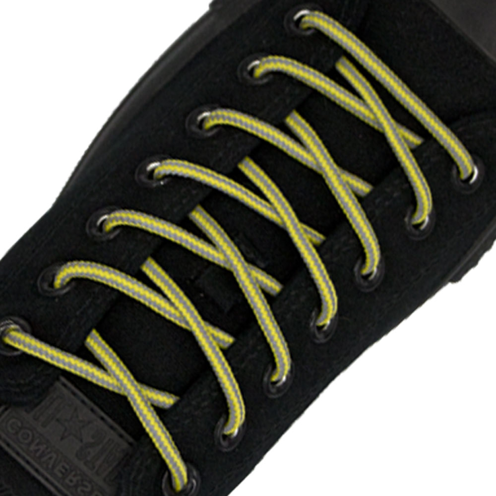 Light Yellow Striped Reflective Shoelace - Round Ø5mm