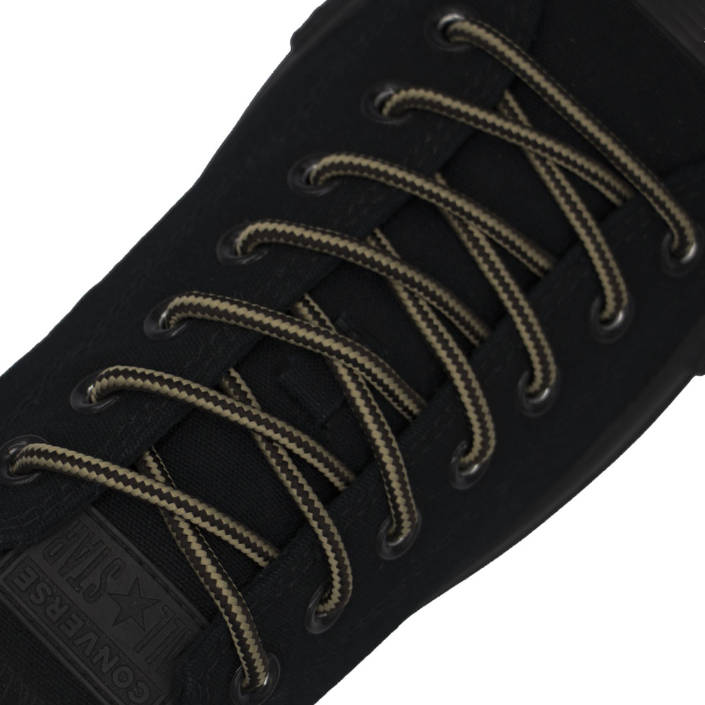 Light Dark Brown Striped Shoelace - Round
