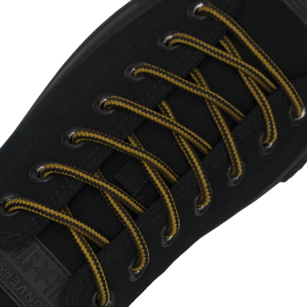 Light Dark Coffee Striped Shoelace - Round