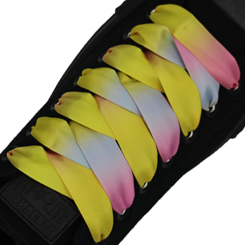 Light Rainbow Satin Shoelaces - Flat 20mm